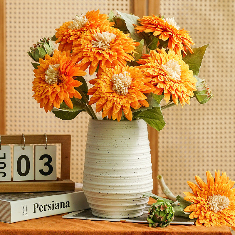 Single Stem Teddy Bear Sunflower, 18" Silk Artificial Flower for Vase Arrangements, Home Decor, Weddings & Events