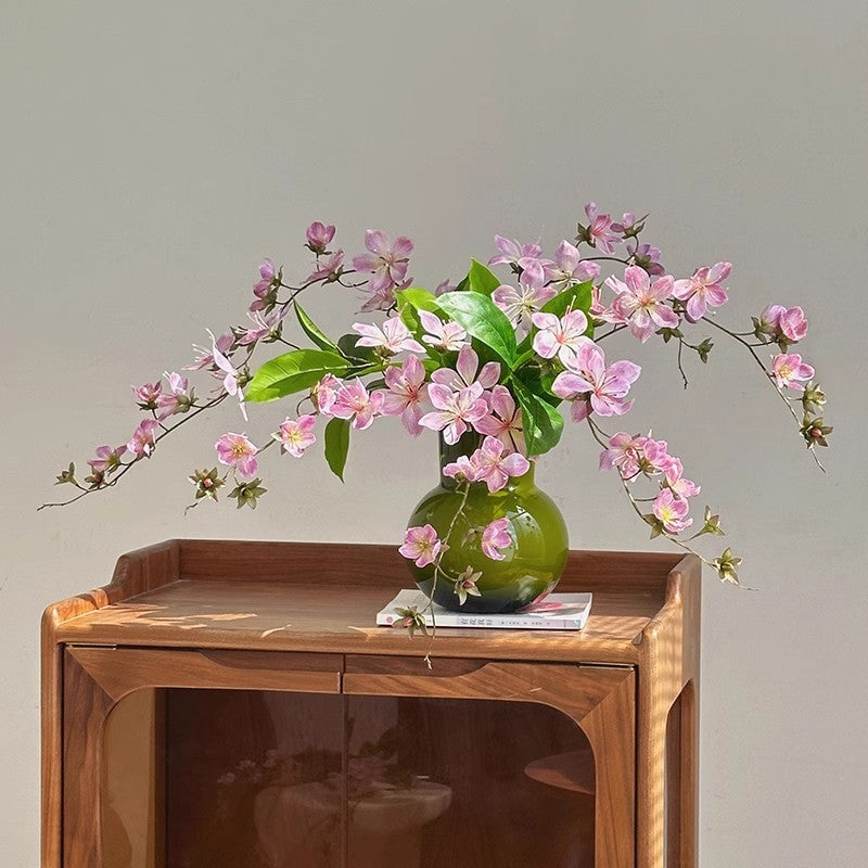 Artificial Crabapple Blossom Stem, 39" Tall, Real-Touch Plastic, 16 Blooms, Perfect for Wedding Decor, Home Arrangements, and Vase Displays