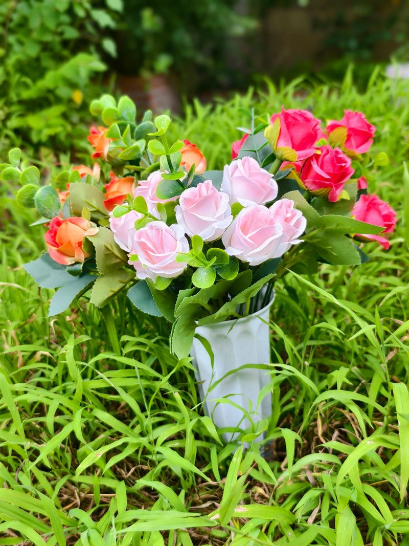 Real-Touch Artificial Memorial Flowers with Ground Stake, 16", Silk, Perfect for Home Decor, Weddings, and Sympathy Arrangements