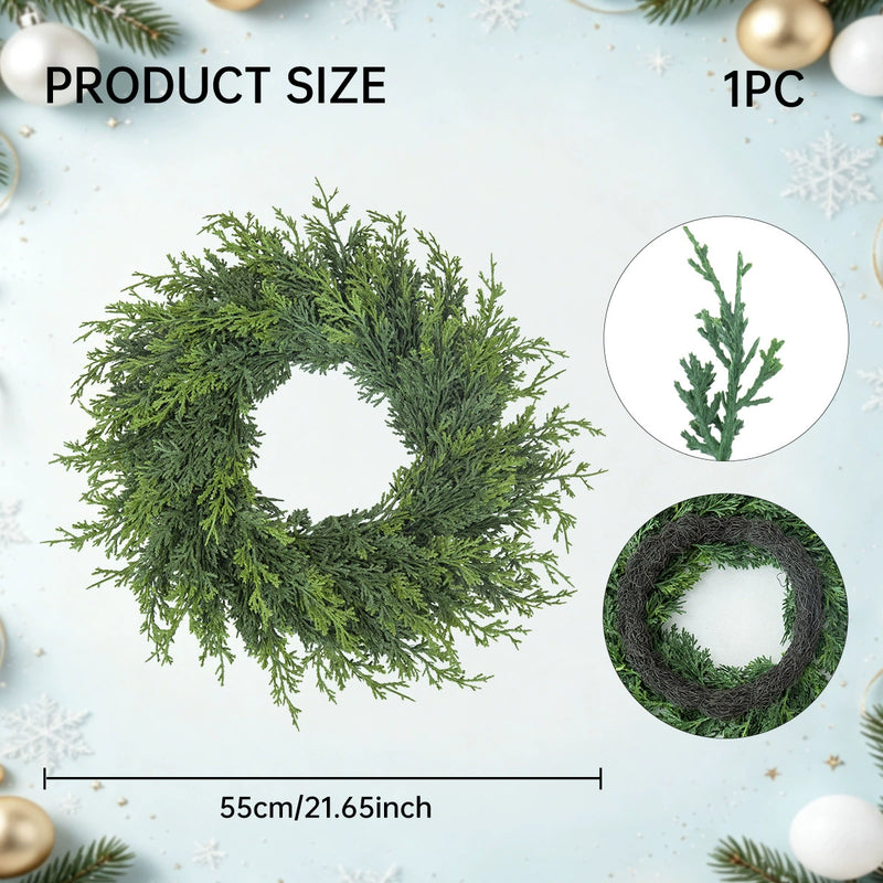 22" Realistic Pine & Berry Wreath, Holiday Decor, Indoor/Outdoor Use, Perfect for Christmas, Weddings, and Seasonal Events