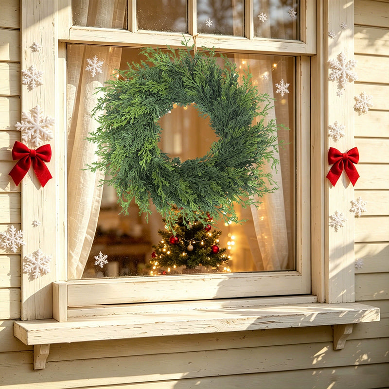 22" Realistic Pine & Berry Wreath, Holiday Decor, Indoor/Outdoor Use, Perfect for Christmas, Weddings, and Seasonal Events