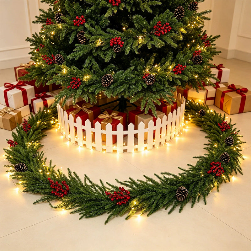 71" Real-Touch Pinecone & Berry Vine Garland, Faux Greenery for Christmas Decor, Staircase, Table Centerpiece, Wedding, Home Decor