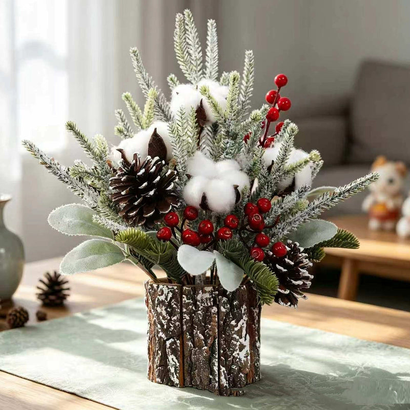 12" Mini Faux Christmas Tree Decor, 10" Wide Realistic Tabletop Pine with Lifelike Detail, Perfect for Holiday Centerpieces, Wedding Decor & Festive Home Accents