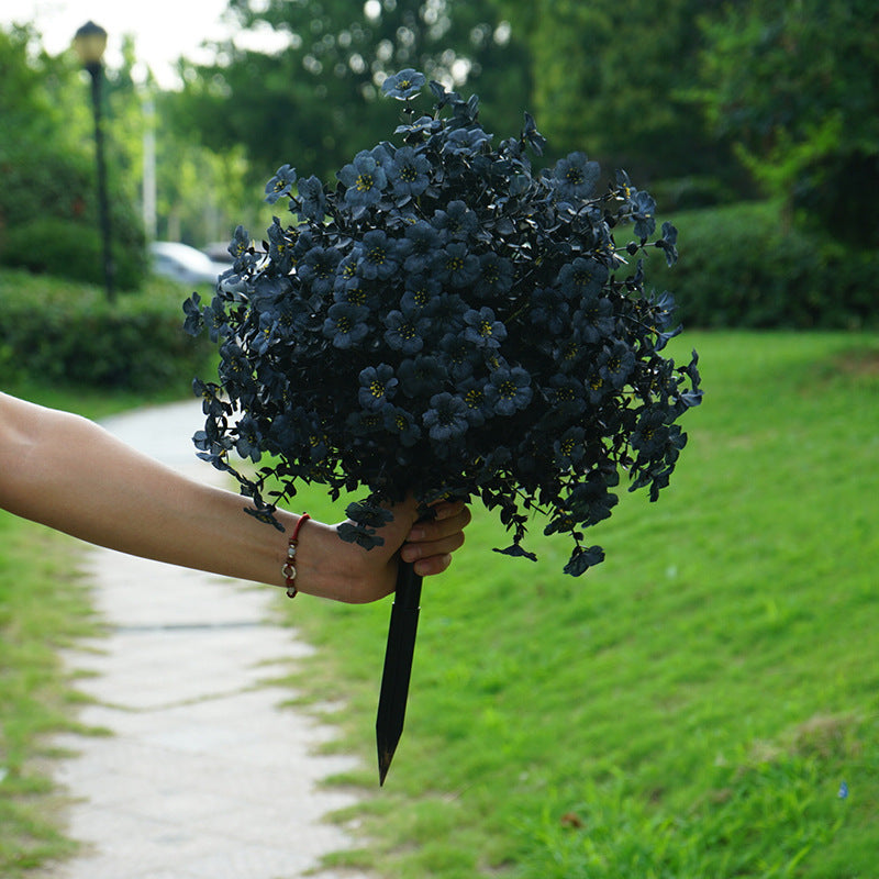 Black Violet Artificial Flowers - 22" Fall Halloween Faux Florals for Outdoor Garden, Home Decor, Weddings & Events (250 Blooms per Bunch)