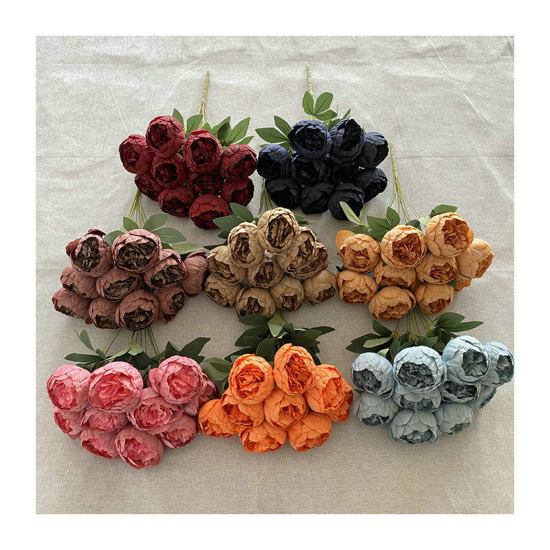 Peony Stems, Set of 10 Artificial Peony Flowers, 19" Tall with 3" Blooms, Modern Home Decor, Wedding Centerpieces, DIY Floral Arrangements