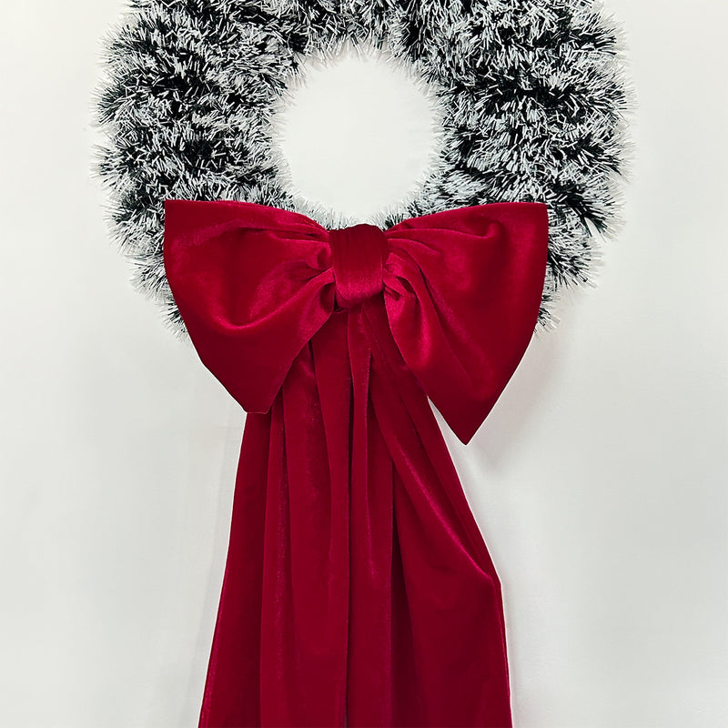 Christmas Velvet Ribbon Garland, 82" Long x 6.5" Wide Decorative Bow, Holiday Party Decor, DIY Wreaths, Wedding & Home Decoration