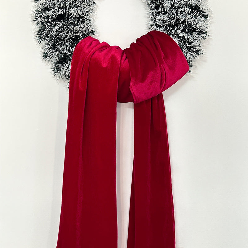 Christmas Velvet Ribbon Garland, 82" Long x 6.5" Wide Decorative Bow, Holiday Party Decor, DIY Wreaths, Wedding & Home Decoration