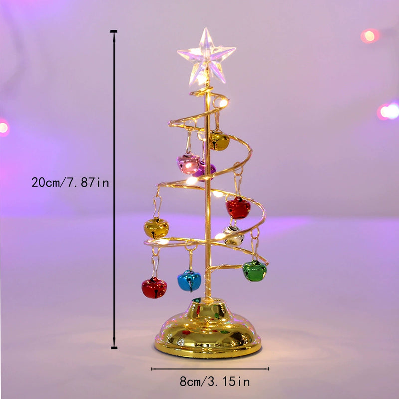 10" Glittering LED Crystal Christmas Tree Decor, Gold/Silver Metallic Tabletop Centerpiece for Holiday, Wedding & Home Decor