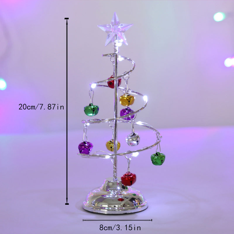 10" Glittering LED Crystal Christmas Tree Decor, Gold/Silver Metallic Tabletop Centerpiece for Holiday, Wedding & Home Decor