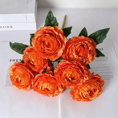 Peony Artificial Flowers, 7 Blooms per Stem, 19" Tall with 3.5" Flowers, Real-Touch Silk Peonies for Wedding Bouquets, Home Decor, Centerpieces