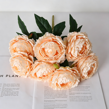 Peony Artificial Flowers, 7 Blooms per Stem, 19" Tall with 3.5" Flowers, Real-Touch Silk Peonies for Wedding Bouquets, Home Decor, Centerpieces