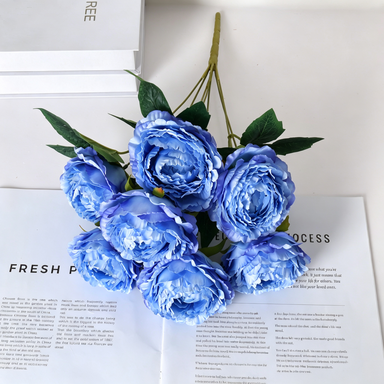 Peony Artificial Flowers, 7 Blooms per Stem, 19" Tall with 3.5" Flowers, Real-Touch Silk Peonies for Wedding Bouquets, Home Decor, Centerpieces