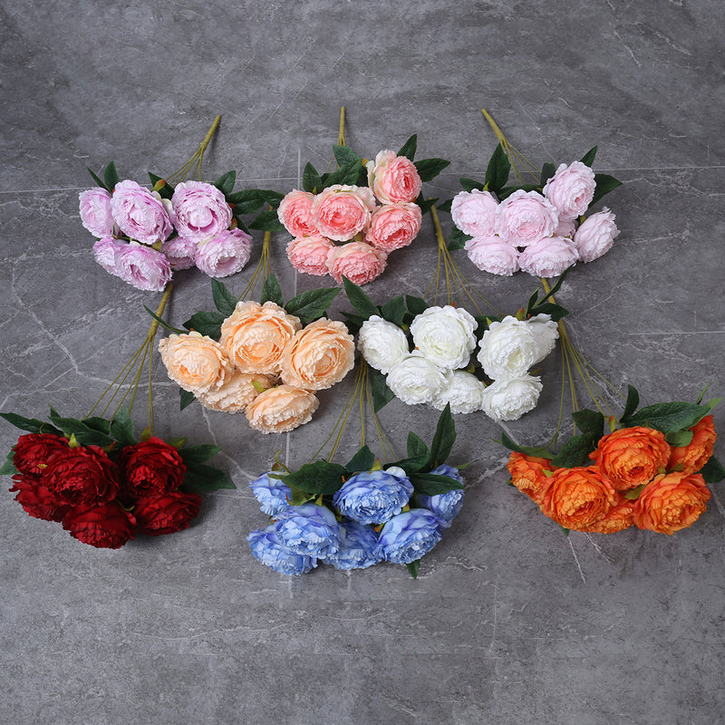 Peony Artificial Flowers, 7 Blooms per Stem, 19" Tall with 3.5" Flowers, Real-Touch Silk Peonies for Wedding Bouquets, Home Decor, Centerpieces