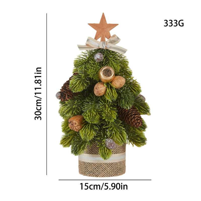 12" Realistic Faux Star-Topped Christmas Tree with Pinecones, Berries & Burlap Base - Tabletop Holiday Decor, Wedding Centerpiece, Festive Home Accent