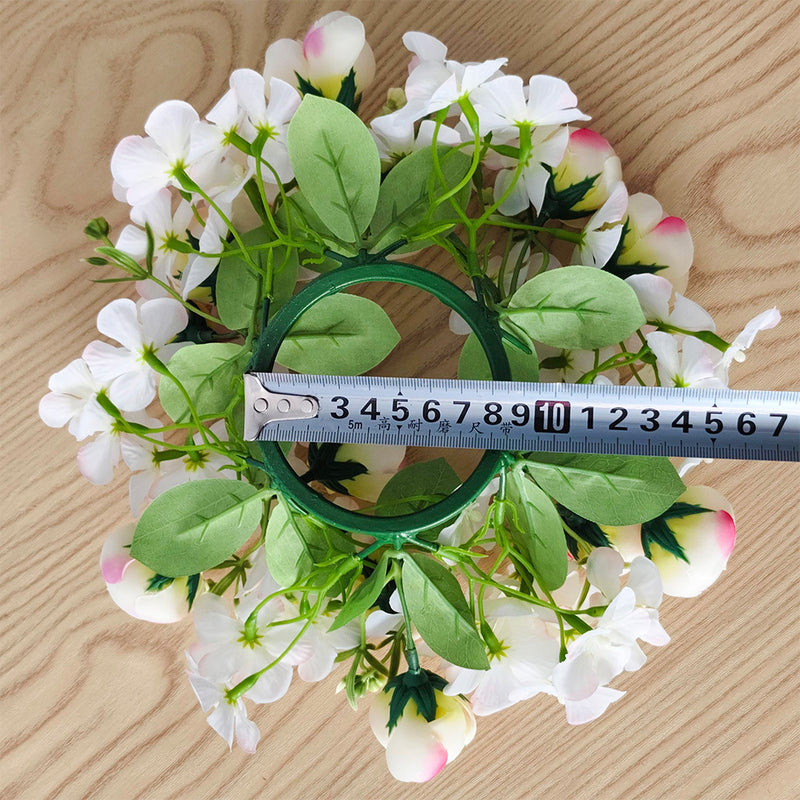 Wedding Peony & Wildflower Candle Ring - 9" Artificial Silk Floral Arrangement for Centerpieces, Boho Home Decor, DIY Events