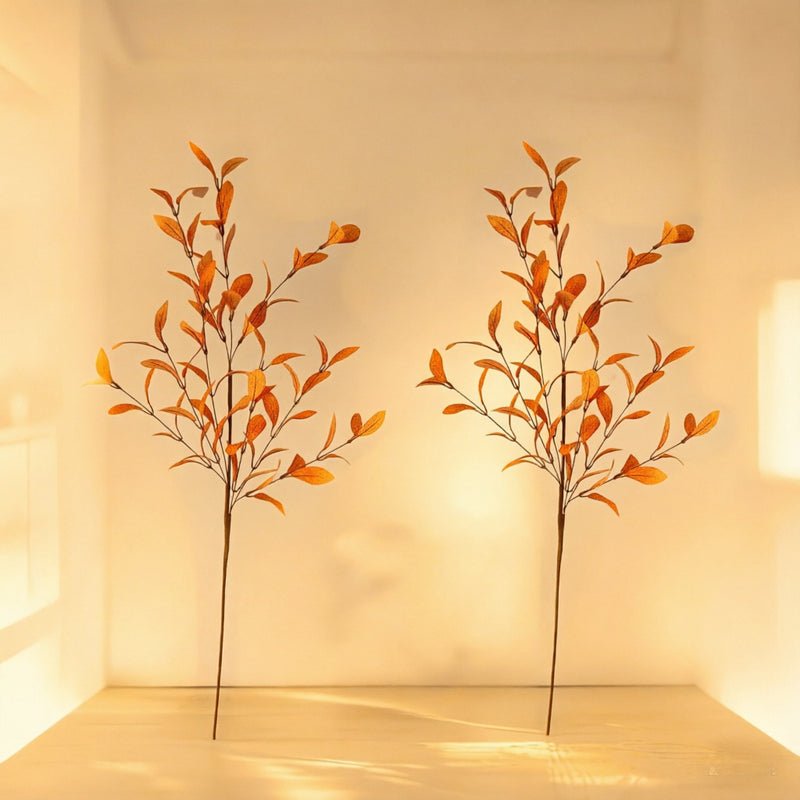 28" Realistic Silk Olive Branch with Fall Leaves - Faux Floral Stems for Wedding Centerpieces, Home Decor, Seasonal Arrangements