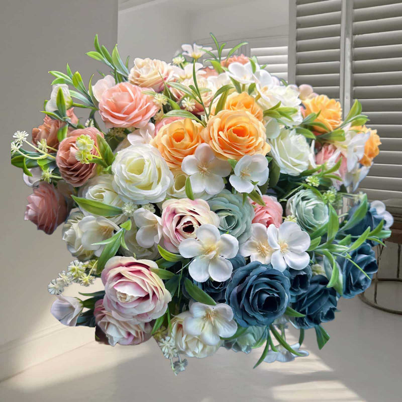 Realistic Silk Roses, 2 Stems, 11" Tall, Perfect for Weddings, Home Decor, and Vase Arrangements