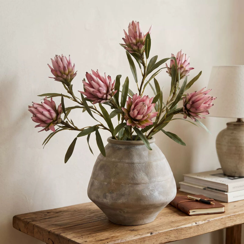 Artificial Protea Flower Stem, 25" Tall with 4.5" Bloom,  for Vase Arrangements, Wedding Centerpieces & Home Decor, Burgundy & Dusty Pink Options
