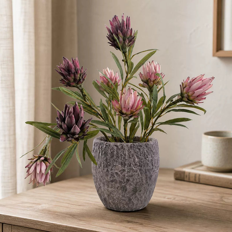 Artificial Protea Flower Stem, 25" Tall with 4.5" Bloom,  for Vase Arrangements, Wedding Centerpieces & Home Decor, Burgundy & Dusty Pink Options