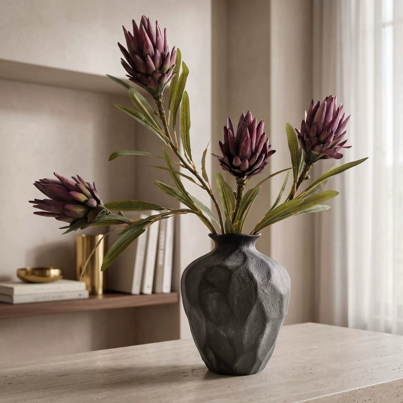 Artificial Protea Flower Stem, 25" Tall with 4.5" Bloom,  for Vase Arrangements, Wedding Centerpieces & Home Decor, Burgundy & Dusty Pink Options