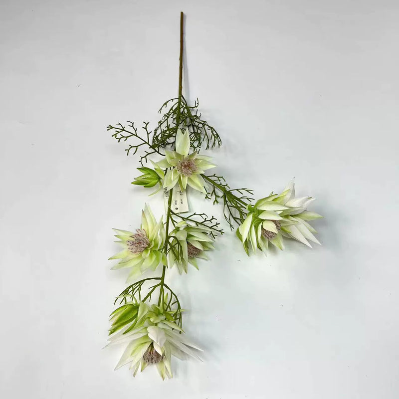 27" Realistic Snow Lotus Artificial Flowers, 6 Stems Bendable Stalk, Modern Home Decor, Wedding Centerpiece, DIY Floral Arrangement - Purple, Mint, Green, Pink, Rose