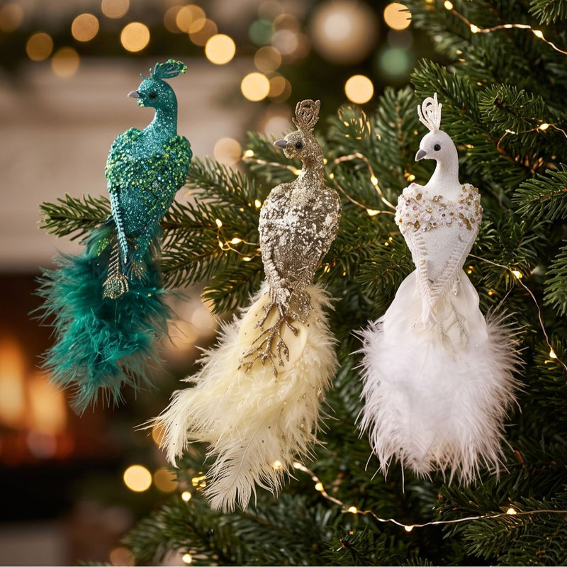 Realistic Peacock Decor, 9" Long, 3" Wide, Foam Material, Perfect for Home Decor, Weddings, and Seasonal Displays