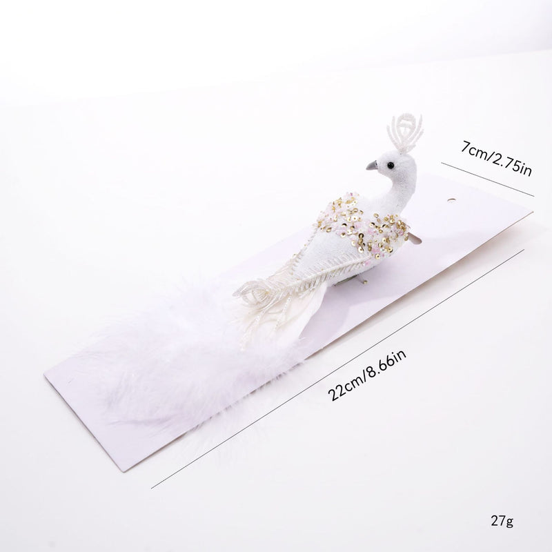 Realistic Peacock Decor, 9" Long, 3" Wide, Foam Material, Perfect for Home Decor, Weddings, and Seasonal Displays