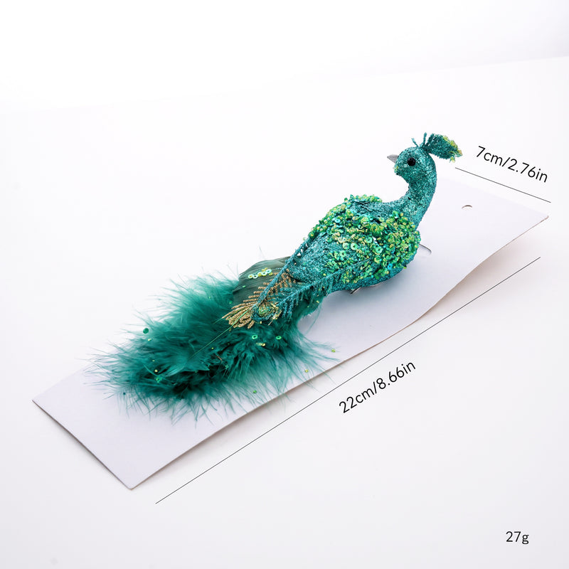 Realistic Peacock Decor, 9" Long, 3" Wide, Foam Material, Perfect for Home Decor, Weddings, and Seasonal Displays