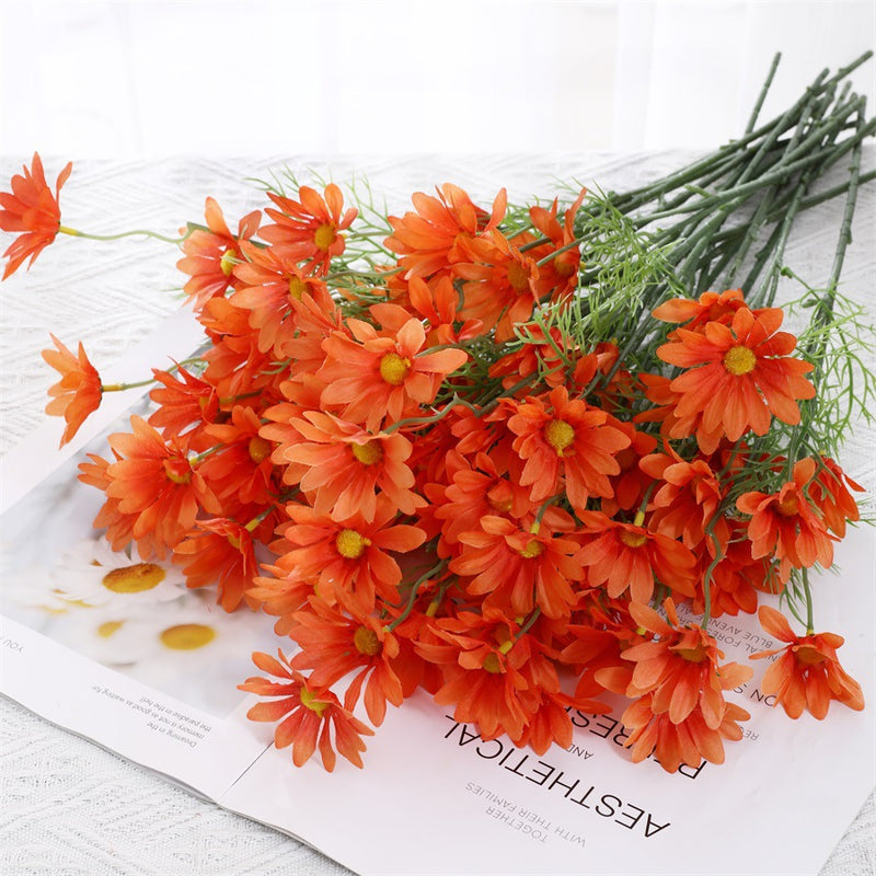20" Realistic Silk Daisy Stems, 5-Pack - Floral Arrangements, Wedding Centerpieces, Home Decor, Vase Fillers, Bulk Wholesale