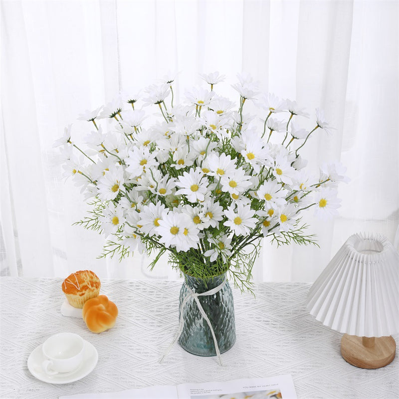 20" Realistic Silk Daisy Stems, 5-Pack - Floral Arrangements, Wedding Centerpieces, Home Decor, Vase Fillers, Bulk Wholesale