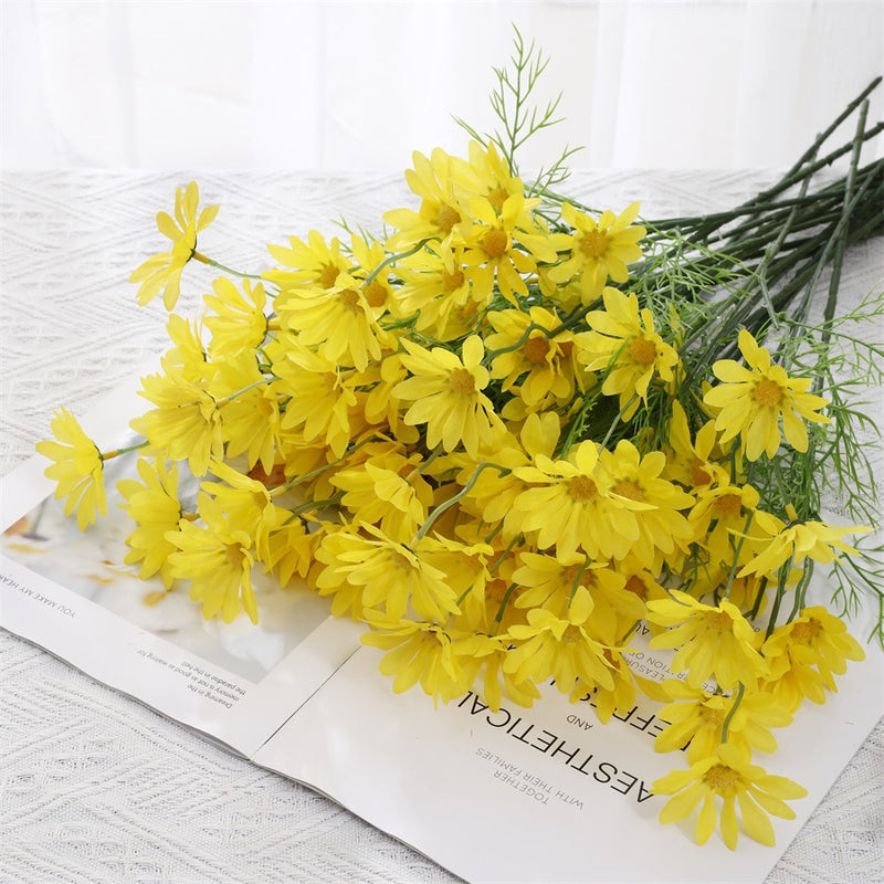 20" Realistic Silk Daisy Stems, 5-Pack - Floral Arrangements, Wedding Centerpieces, Home Decor, Vase Fillers, Bulk Wholesale