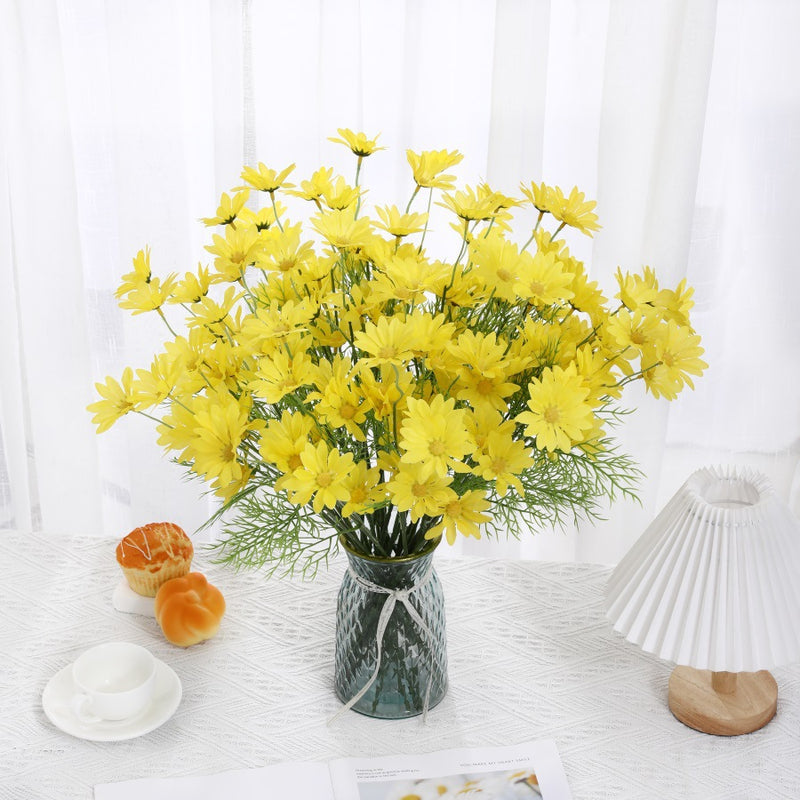 20" Realistic Silk Daisy Stems, 5-Pack - Floral Arrangements, Wedding Centerpieces, Home Decor, Vase Fillers, Bulk Wholesale