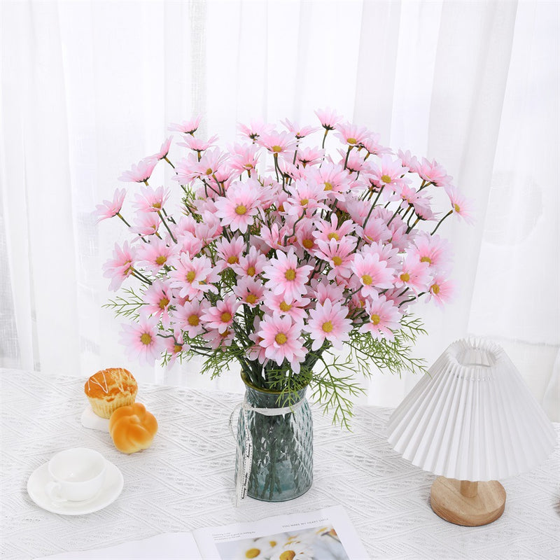 20" Realistic Silk Daisy Stems, 5-Pack - Floral Arrangements, Wedding Centerpieces, Home Decor, Vase Fillers, Bulk Wholesale