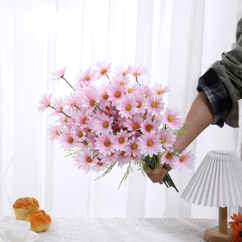 20" Realistic Silk Daisy Stems, 5-Pack - Floral Arrangements, Wedding Centerpieces, Home Decor, Vase Fillers, Bulk Wholesale