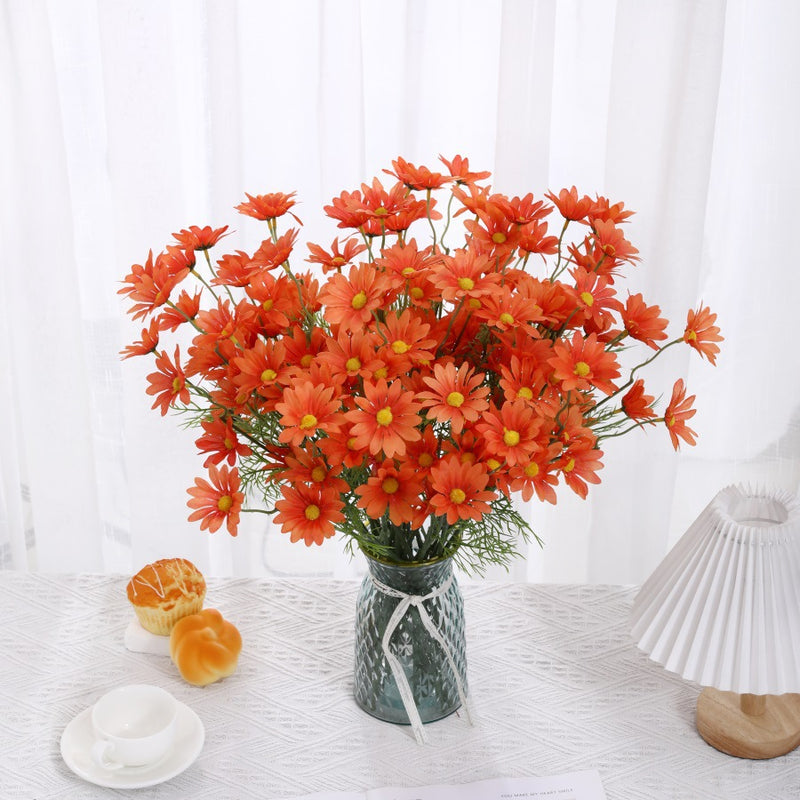 20" Realistic Silk Daisy Stems, 5-Pack - Floral Arrangements, Wedding Centerpieces, Home Decor, Vase Fillers, Bulk Wholesale