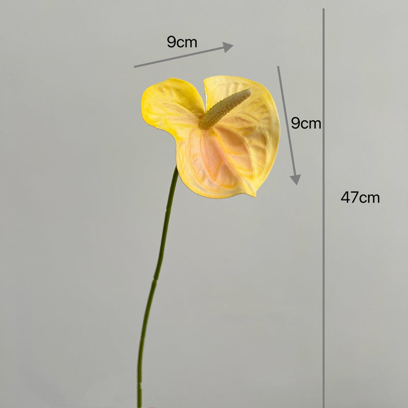 Artificial Anthurium Stem, 19",  PU, Pink & Green, Single Stem for Vase Arrangements, Wedding Decor, Home Decor