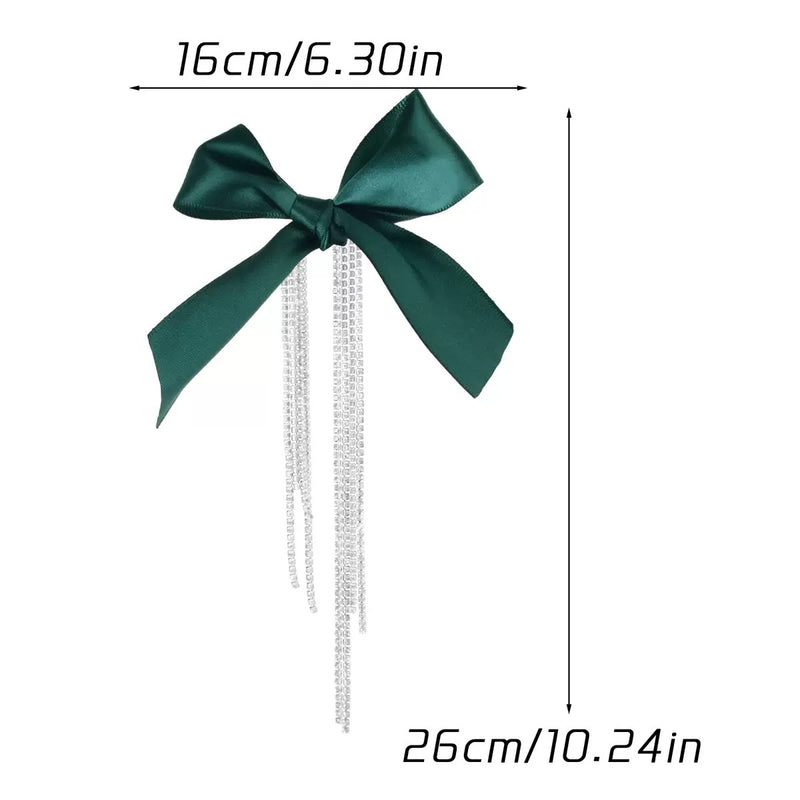 10" Pearl & Rhinestone Christmas Tree Bow Ornament, Elegant Holiday Decor for Home, Weddings & Parties, Bulk Discounts Available