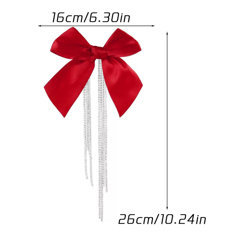 10" Pearl & Rhinestone Christmas Tree Bow Ornament, Elegant Holiday Decor for Home, Weddings & Parties, Bulk Discounts Available
