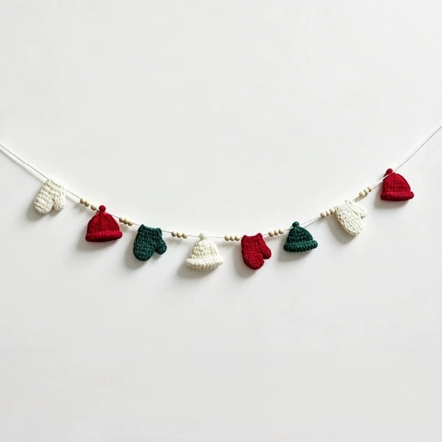 Handwoven Christmas Banner Garland, 79" Snowflake & Tree Holiday Decor, Reusable Party Decoration for Home, Wedding, Coffee Shop