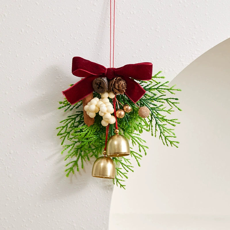Christmas Bell & Bow Ornaments Set, 6.5" Holiday Decorations with Ribbon, 6 Styles for Tree, Mantel, Wreath & Gift Wrapping