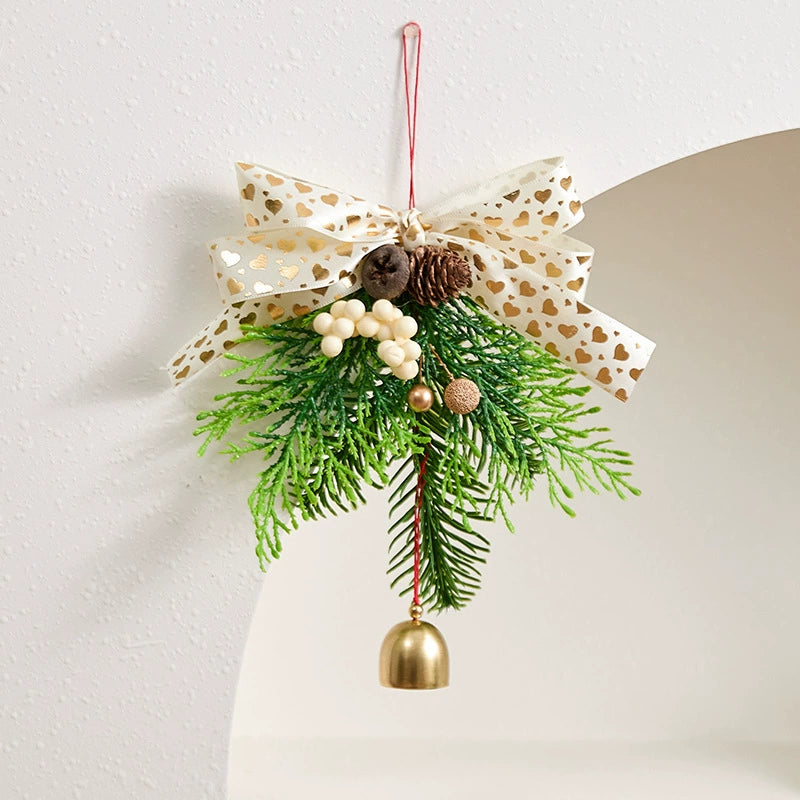Christmas Bell & Bow Ornaments Set, 6.5" Holiday Decorations with Ribbon, 6 Styles for Tree, Mantel, Wreath & Gift Wrapping