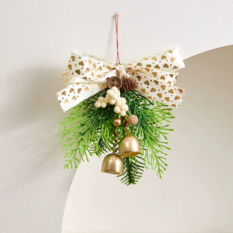 Christmas Bell & Bow Ornaments Set, 6.5" Holiday Decorations with Ribbon, 6 Styles for Tree, Mantel, Wreath & Gift Wrapping