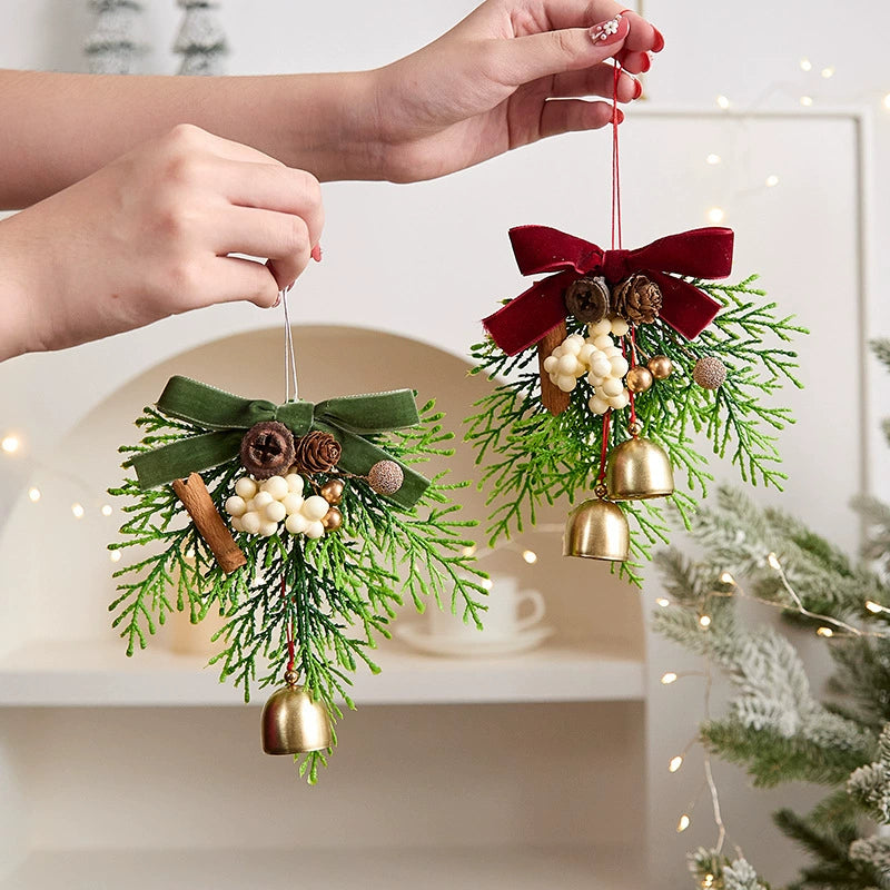 Christmas Bell & Bow Ornaments Set, 6.5" Holiday Decorations with Ribbon, 6 Styles for Tree, Mantel, Wreath & Gift Wrapping