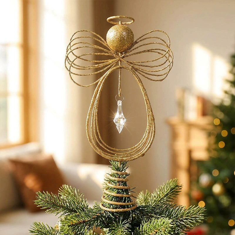 10" Angel Tree Topper Star, Realistic Christmas Tree Decor, Elegant Gold or White Finish, for Home, Wedding & Seasonal Displays