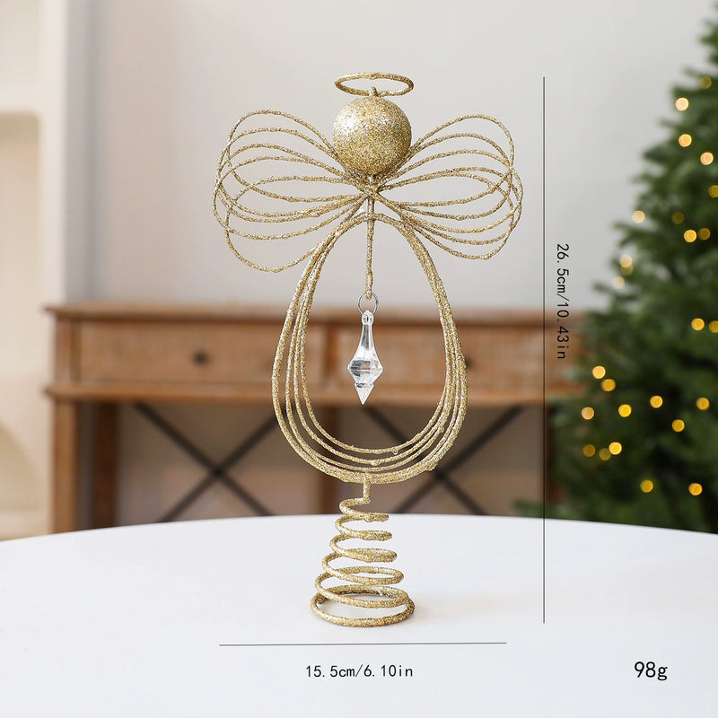 10" Angel Tree Topper Star, Realistic Christmas Tree Decor, Elegant Gold or White Finish, for Home, Wedding & Seasonal Displays
