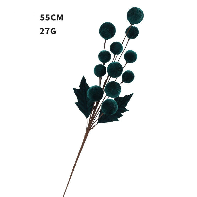 Velvet-Wrapped Faux Berries Stems, 22"  Christmas Decor, DIY Wedding Centerpieces, Home Vase Fillers, Holiday Party Arrangements