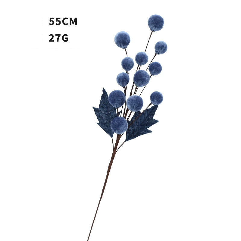 Velvet-Wrapped Faux Berries Stems, 22"  Christmas Decor, DIY Wedding Centerpieces, Home Vase Fillers, Holiday Party Arrangements