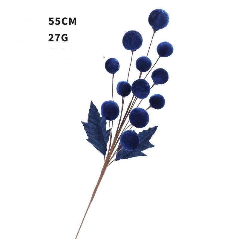 Velvet-Wrapped Faux Berries Stems, 22"  Christmas Decor, DIY Wedding Centerpieces, Home Vase Fillers, Holiday Party Arrangements