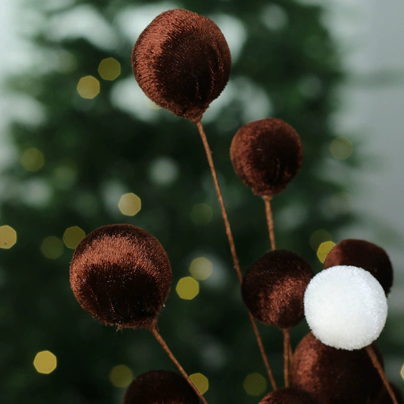 Velvet-Wrapped Faux Berries Stems, 22"  Christmas Decor, DIY Wedding Centerpieces, Home Vase Fillers, Holiday Party Arrangements