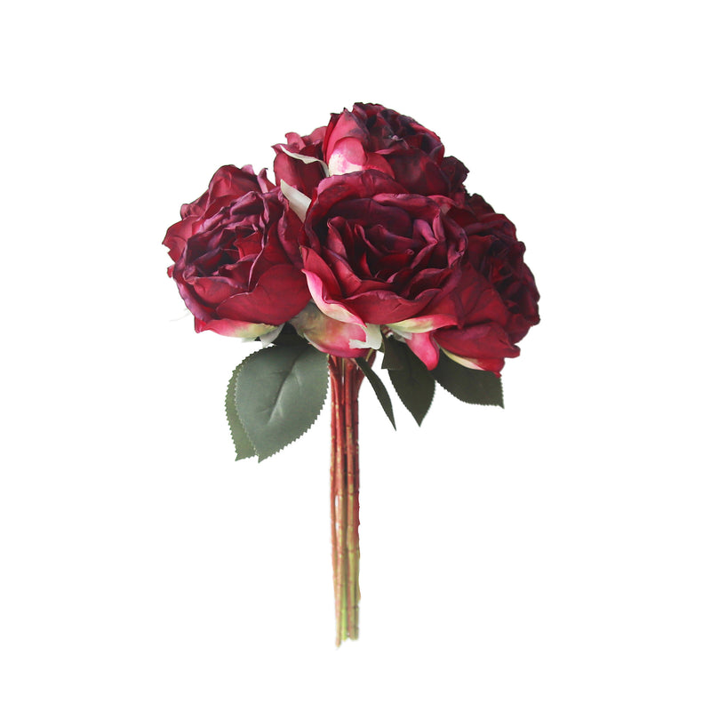 Silk Real-Touch Rose Bouquet, 11" Long with 10 Blooms (3" Each) – Wedding Centerpiece, Home Decor, Vase Arrangement, DIY Floral Design